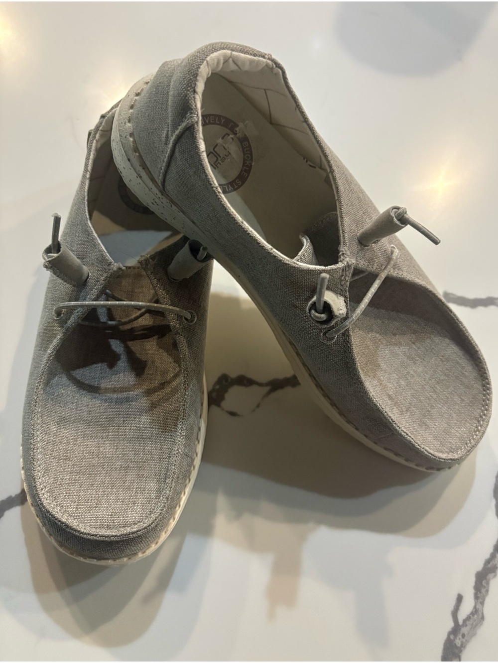 Hey Dude Gray Slip On Shoes, 7/38